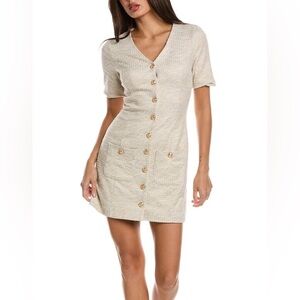 Rachel Parcell Cream Button-Front Mini Dress